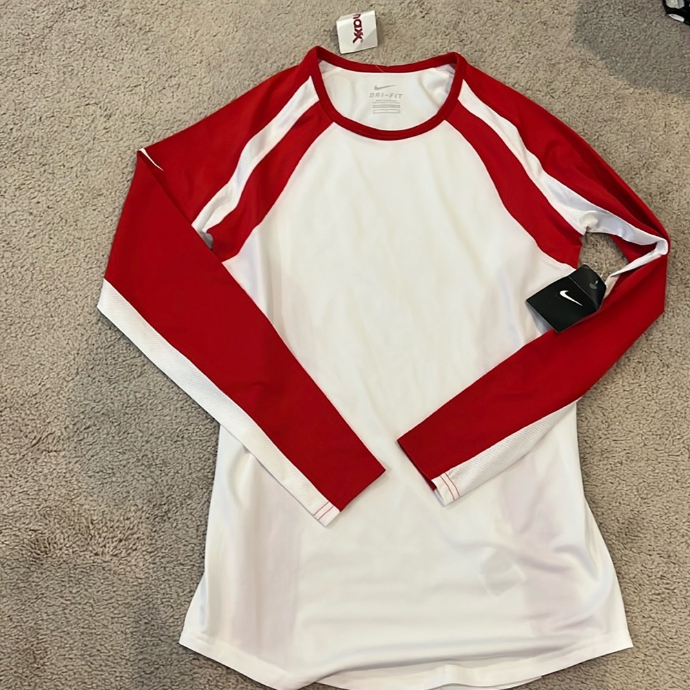 Nike Red and White Dri-fit shirt
